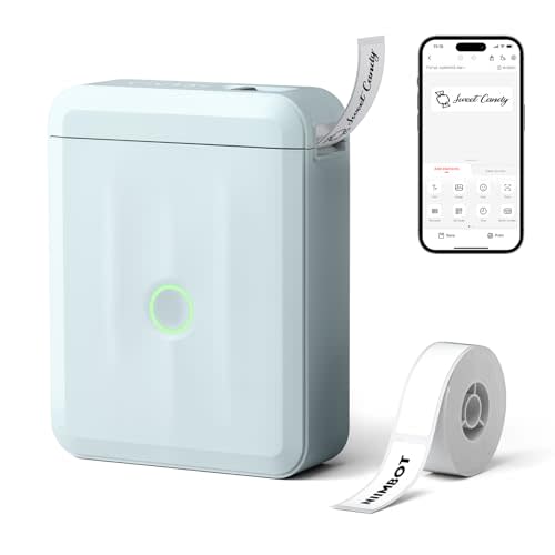 NIIMBOT D110 Upgraded Version Mini Label Maker Machine with Tape, Portable Bluetooth Thermal Printer, Sticker Labeler with Multiple Templates for Office Organization Home Kitchen School, Blue
