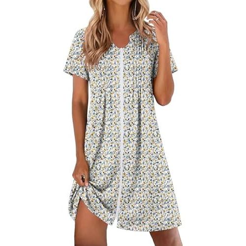 Ekouaer Women Zipper Robes Short Bathrobe Lightweight House Coat