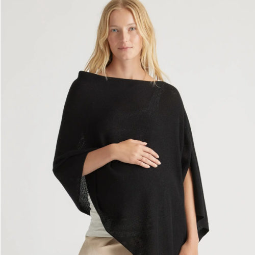 Lightweight Cotton Cashmere Nursing Shawl in Black
