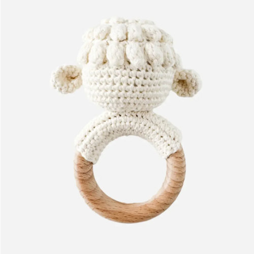 Crocheted Lamb Rattle Teether For Baby | Colored Organics®