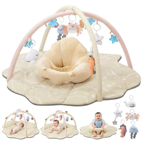 Prvaetu Baby Gym Playmat,Tummy Time Mat,Sit &Play Activity Mat with 6 Detachable Toys,Washable Baby Mat & Toys,Baby Gift for 0-18 Months,Pink | Wayfair