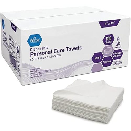 MED PRIDE Disposable Dry Wipes for Adults, Soft & Absorbent Personal Towels, Bulk 800 Count, Incontinence Care, Baby Wipes (800 Count (Pack of 1))