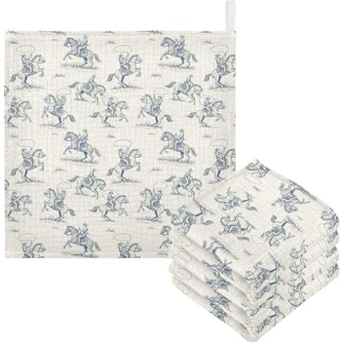JHKKU Baby Washcloths Western Cowboy Burp Cloths, 3 Pack