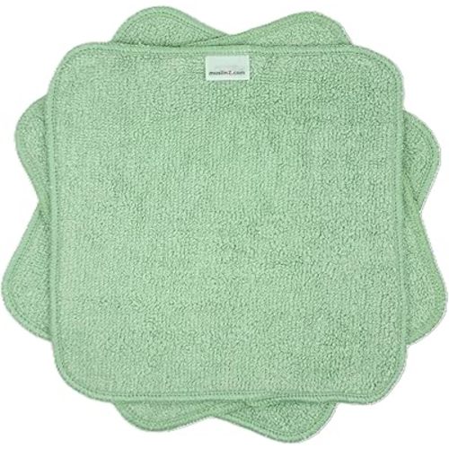 MuslinZ Wipes Bamboo Cotton Terry Wipes 20x20 cms Face Cloth Washable reuseable Baby Wipes Eco-friendly (Sage Green)