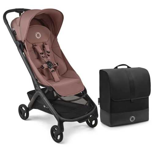 Bugaboo Butterfly 2 Complete Stroller + Travel Bag Bundle - Black / Dusty Pink / Dusty Pink