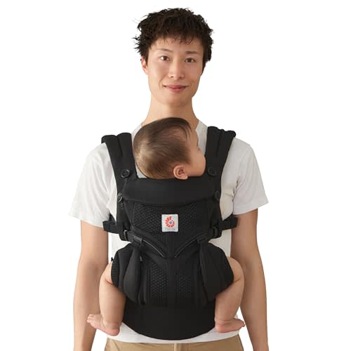 Ergobaby Omni Classic Baby Carrier for Newborn to Toddlers 0-48 Months (7-45 lbs) - 4-Position Breathable Mesh Baby Carrier with Ergonomic Support - Onyx Black