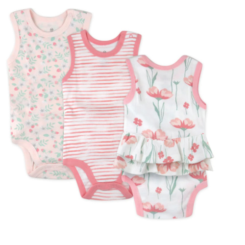 3-Pack Organic Cotton Sleeveless Bodysuit with Ruffles | Honest Baby Clothing