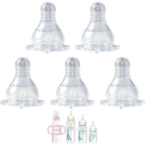 Nipple for Dr. Brown’s Natural Flow Level 2 Narrow Baby Bottle, Medium Flow, 3m+, 100% Silicone Bottle Nipple, 5 Pack