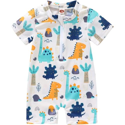 Hnyenmcko Infant Baby Boy Girls Rash Guard Swimsuit Short Sleeve Zipper Bathing Suit Toddler One Piece Swimwear Sunsuit