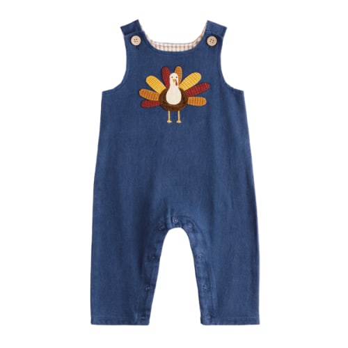 Navy Turkey Baby Longall 3–6M | First Thanksgiving Outfit | Mud Pie