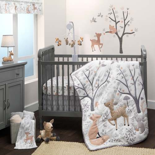 Deer Park Woodland 3-Piece Nursery Baby Crib Bedding Set - Gray – Lambs & Ivy