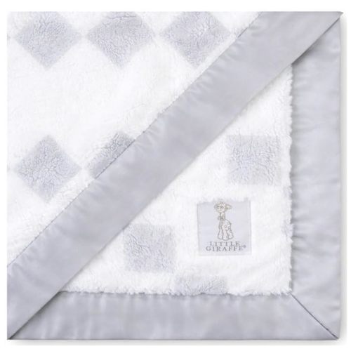 Little Giraffe Luxe Baby Blanket – 29x35” Satin Trim, Stairway Silver | Ultra-Soft, Hypoallergenic Stroller & Nursery Blanket | Perfect for Newborns & Toddlers