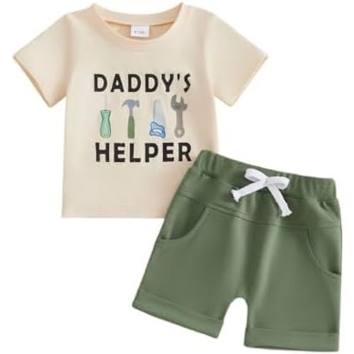 *6-12 month* Lamuusaa Toddler Baby Boy Summer Outfit Short Sleeve Crewneck T-shirt Basic Shorts Infant Clothes 3 6 12 18 24 Months 3T
