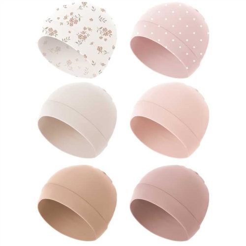 Konssy 6-Pack Baby Beanie Hats for Newborns, Soft Infant Caps for Boys & Girls, 0-6 Months