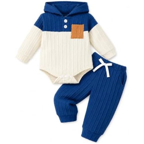 Renotemy Newborn Baby Boy Clothes Infant Boy Outfits Baby Hoodie Romper Fall Winter 0 3 6 9 12 18 Months Baby Clothes for Boy