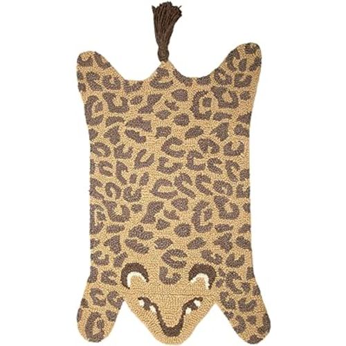 Crane Baby Safari Nursery and Toddler Room Décor, Wool Floor Rug for Boys and Girls, Leopard Shape, 23" x 36"