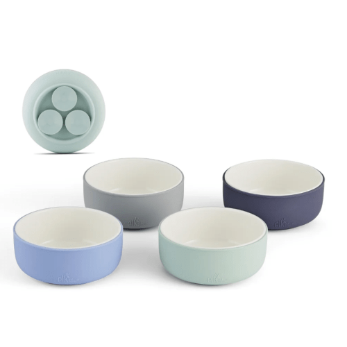 Porcelain Bowl with Silicone Suction Sleeves