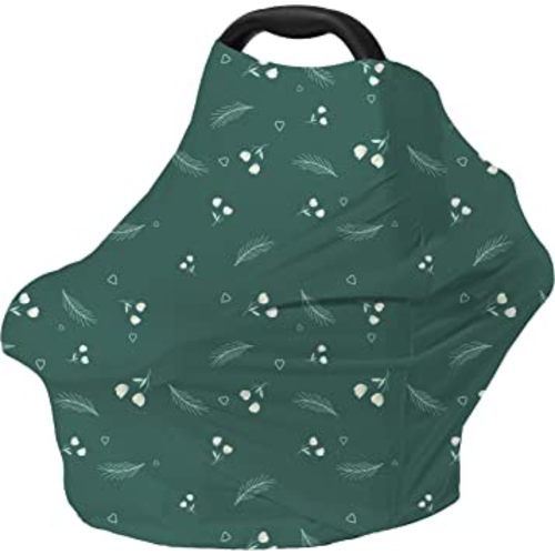 Carseat Covers for Baby Breastfeeding – Multi use Car Seat Canopy Cover, Infant Stroller Canopy Cover for Girls (Green Print)