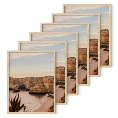 Haus and Hues Set of 6 Picture Frame with Plexiglass Cover, Natural Oak, 9x12