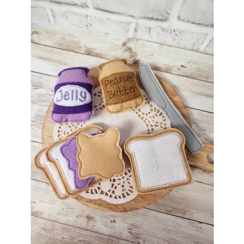 Felt Peanut Butter & Jelly Pretend Play Set, Pretend Condiments, Pretend Play Food, Food Set, Play Food, Learning Toy, Toddler Gift