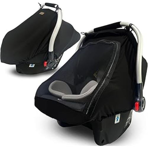 Car-Seat Canopies-Covers for Babies - Durable Baby Car Seat Cover for Boy Girl,Privacy and Sun Shield Protetion with Bug Net Dustproof for Infants Car Seat Spring Summer