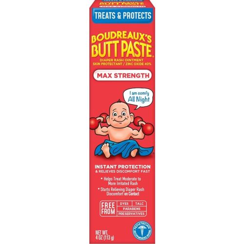 Boudreaux’s Butt Paste Maximum Strength Diaper Rash Cream, 4 Oz