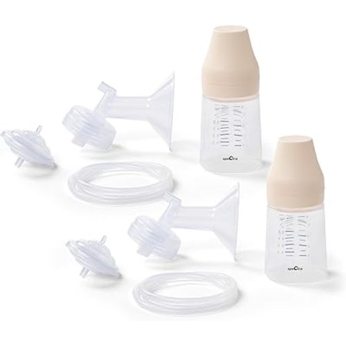 Premium Breast Milk Pump Accessory Kit with Baby Bottles - Medium 24mm - 2 Pack