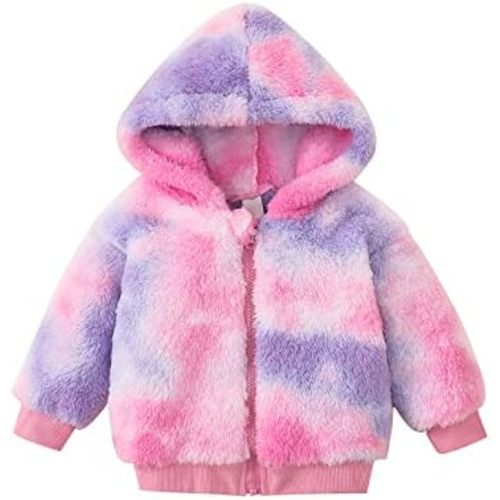 Baby Girls Hooded Jacket Little Kids Tie-dyed Zipper Outerwear 3-6 months