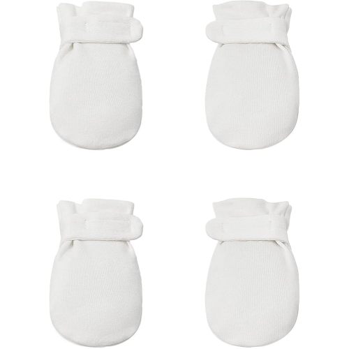 Newborn Baby No Scratch Mittens Stay On, 100% Cotton Breathable, Adjustable Infant Gloves for Baby Boys Girls Mittens
