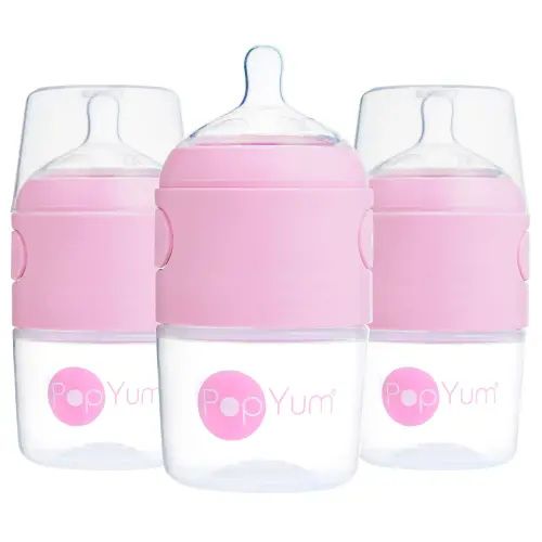 PopYum 5oz Anti-Colic Baby Bottle for Breast and Formula Feeding, 3-Pack, Pink, #1 Slow Flow Nipples - TikTok Shop