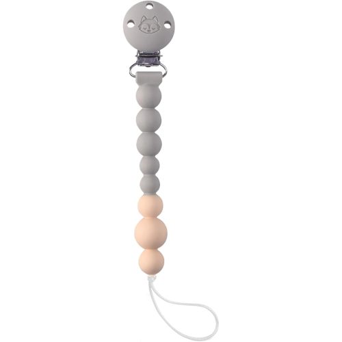 Loulou Lollipop OneC Silicone Pacifier Clip - BPA Free Baby Binky Holder, One Piece Design, Dishwasher Safe - Grey