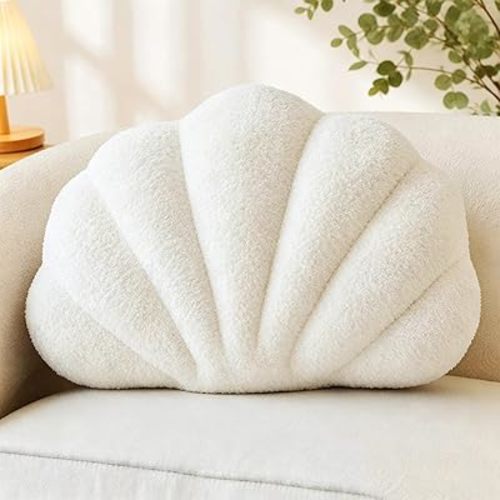 CANGHI Seashell Pillow Ivory White 13"x10" Plush Throw