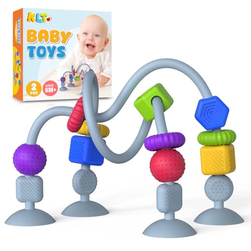 High Chair Sensory Toys for Baby: Textured Silicone Teething Toy for Toddler - Suction Toys for Montessori Education Infants 624+ Months