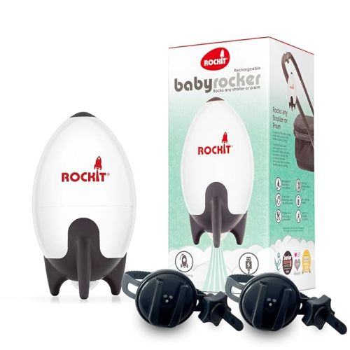 Rockit Rocker Rechargeable Pram Rocker - Baby Pushchair Rocking Device, Soothing Motion for Stroller or Buggy, Adjustable Speed, 60 Minute Timer, Universal Fit