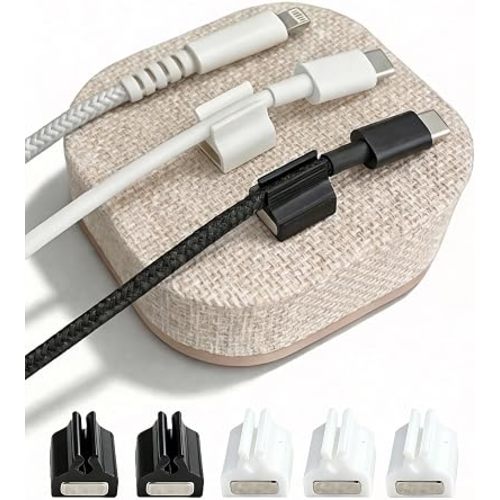 Magnetic Cord Holder Desk & Nightstand Organizer | Beige