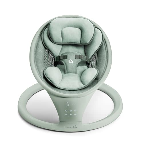Munchkin Electric Baby Swing with Vibration - Portable Swing for Newborn and Infant, Bluetooth-Enabled Smart Seat with Music, Motion, and Sounds, Sage