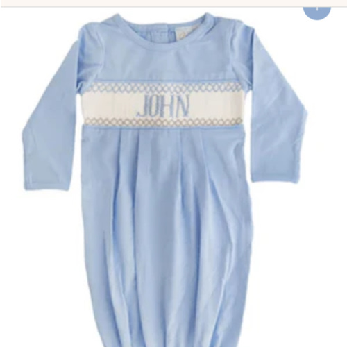 Solid Blue Baby Snuggles Custom Nightgown and Cap