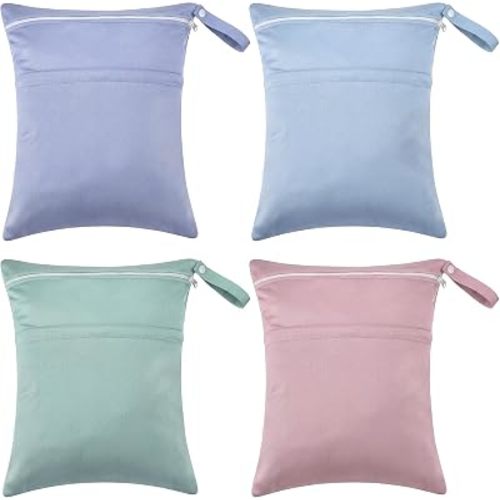 Shappy 4 Pcs Wet Dry Bags, Green, Light Purple, Light Blue, Dusty Pink