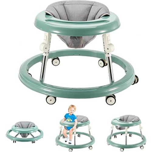 Folding Baby Walker,Height Adjustable Baby Walker for Babys 6-18 Months (Green)