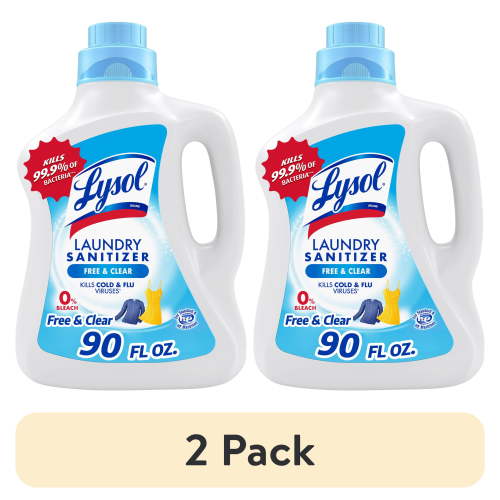 (2 pack) Lysol Laundry Sanitizer Additive Sanitizing Liquid for Clothes and Linens, Unscented, 90 oz