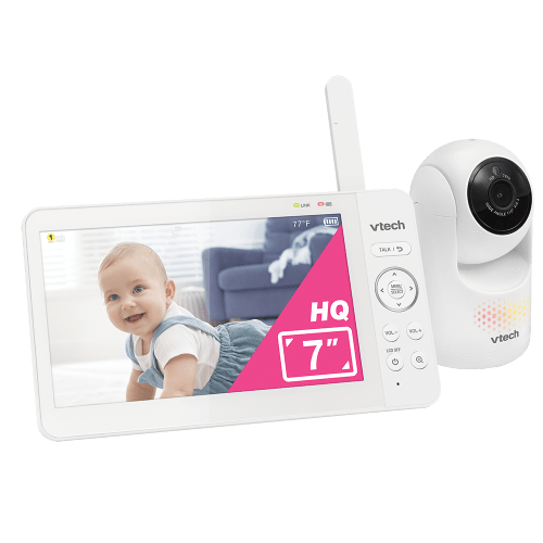 7" Digital Video Baby Monitor with IPS Screen, Pan Tilt Zoom Camera, Multi-Color Night Light, 2-Way Talk, Automatic Night Vision, 1000ft Range, Lullabies, Soothing Sounds, Temperature Sensor