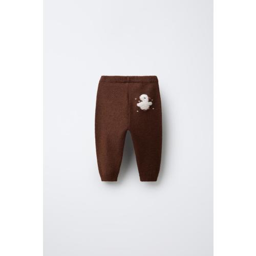 EMBROIDERED DUCK KNIT JOGGING PANTS - Brown | ZARA United States
