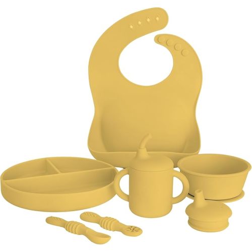 Feeding Essentials: Baby Led Weaning Supplies with Baby Plates, Silicone Bibs, Baby Spoons, Sippy Cups, Toddler Plates and Bowls Set - Baby Essentials - Baby Shower Gifts (Sun)