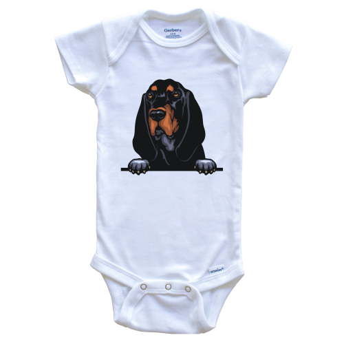 Black and Tan Coonhound Dog Breed Cute One Piece Baby Bodysuit, 3-6 months white