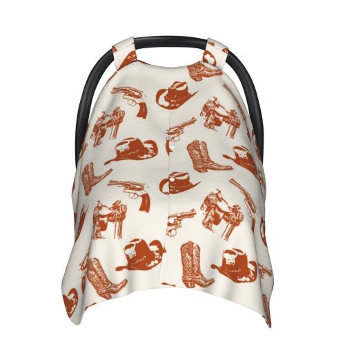 Car Seat Cover Baby - Cowboy Western Breathable Infant Car Seat Cover for Baby Carseat, Lightweight Comfort Baby Essentials Must Haves Newborn Stuff for Girl Boy
