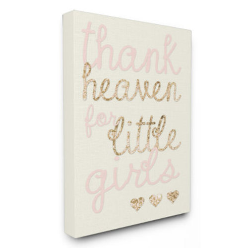 Stupell Industries Thank Heaven For Little Girls Sequin Oversized Canvas Art & Reviews | Wayfair