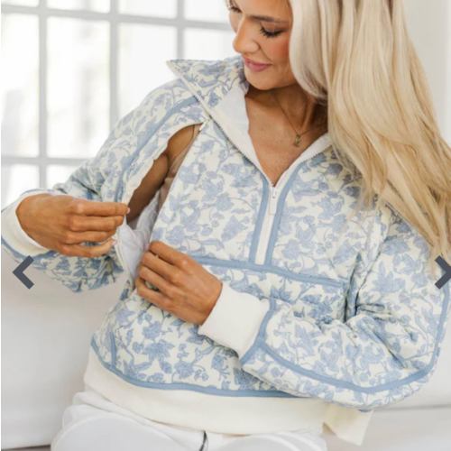 NURSING COLLECTION: Always Direct Light Blue Toile Pullover