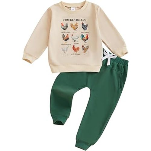 Fernvia Toddler Baby Boy Fall Clothes Animal Print Long Sleeve Pullover Tops + Drawstring Pants Winter Outfits