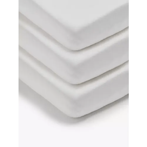 John Lewis Cotton Fitted Cotbed Sheet, Pack of 3, 70 x 140cm, White