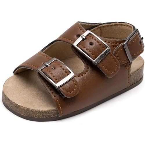 KIDSUN Baby Boys Girls Sandals Cork Footbed Adjustable Strap Clogs Infant Summer Non-Slip Rubber Sole Prewalk Shoes